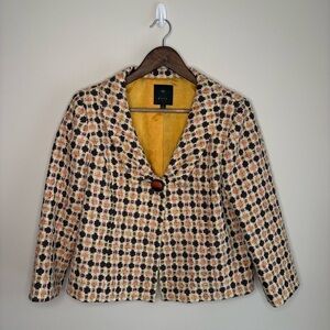 Baia Tweed Bolero Jacket with Yellow and Black Geo Print Size 12
